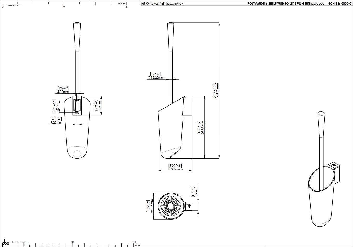 pba 01 WC-Bürstengarnitur 555x107x139mm aus Nylon