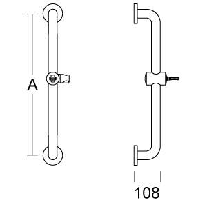 pba 01 Brausehalterstange 770mm aus Nylon, mit Brausehalter