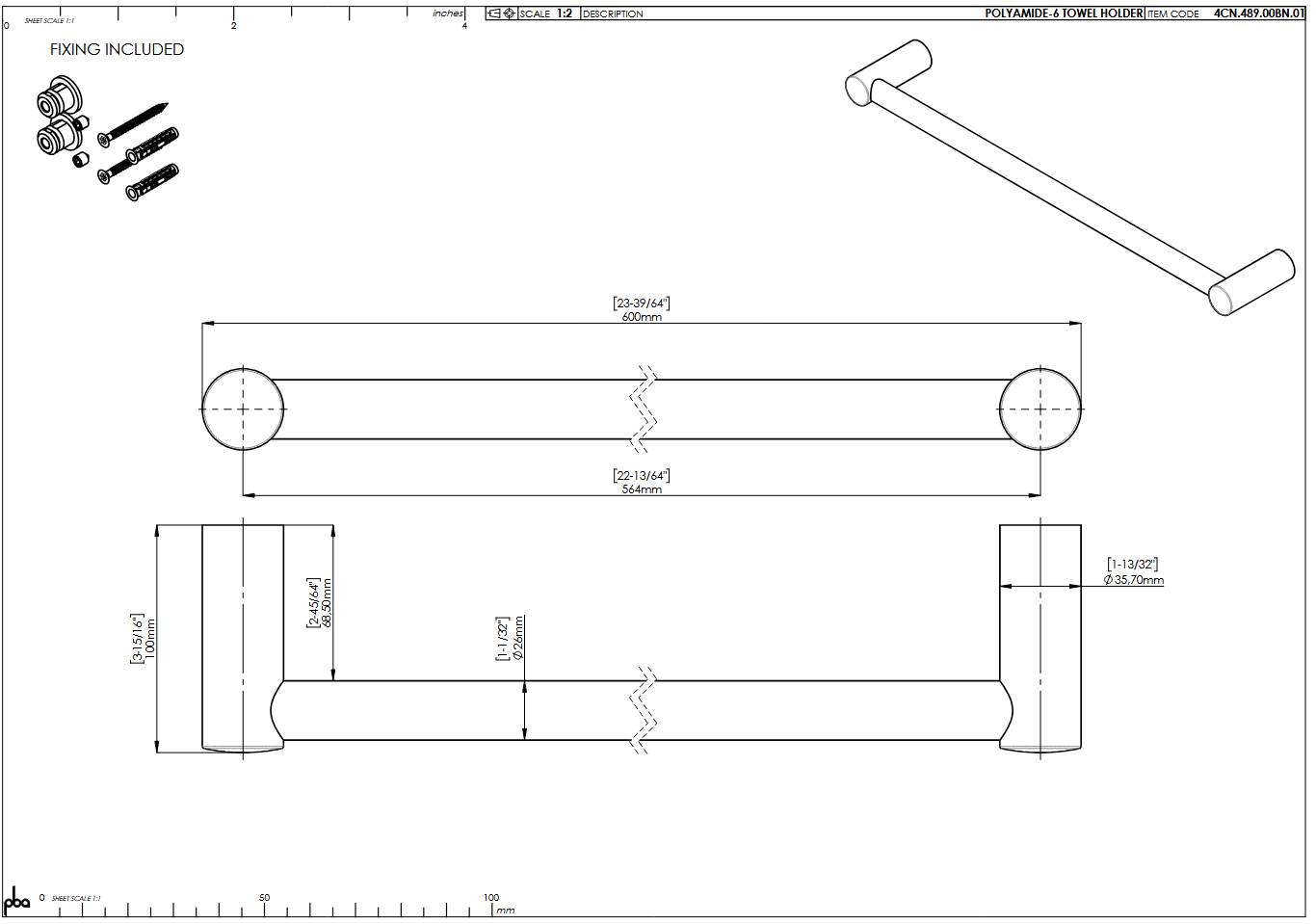 pba 01 Handtuchhalter 564mm aus Nylon