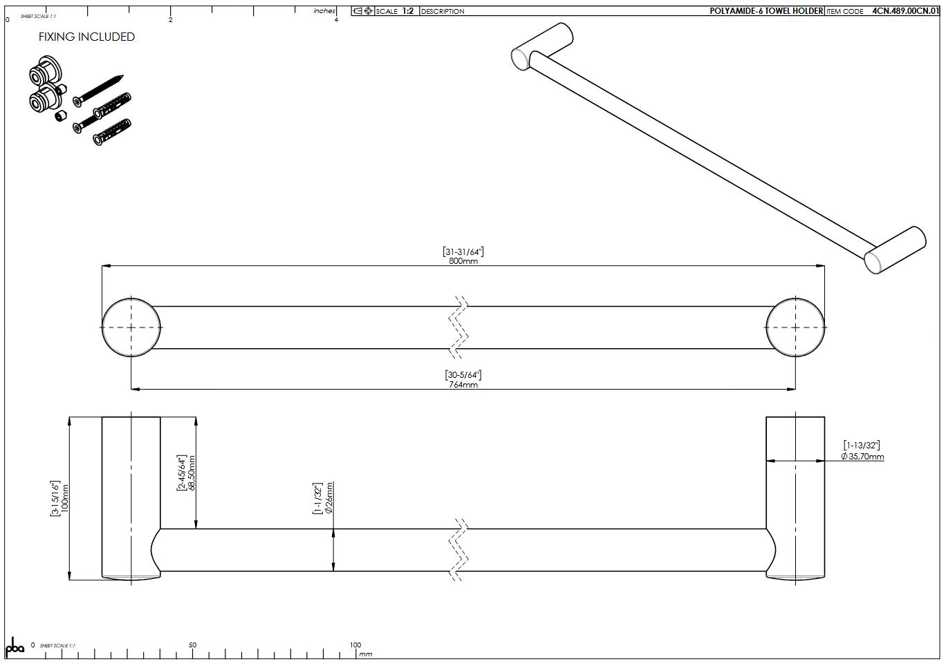 pba 01 Handtuchhalter 764mm aus Nylon