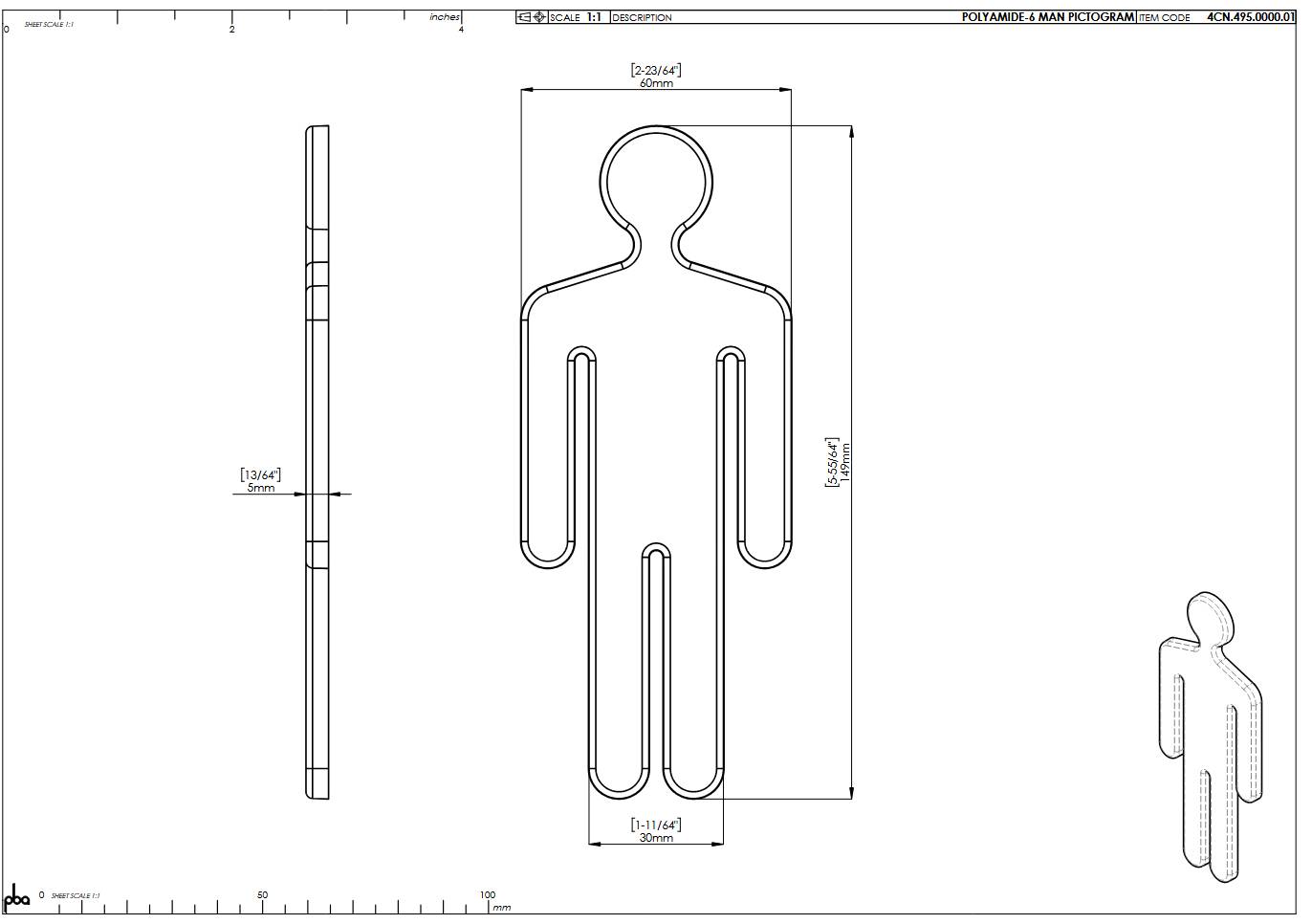 pba 01 Symbol Herren aus Nylon 150x60mm