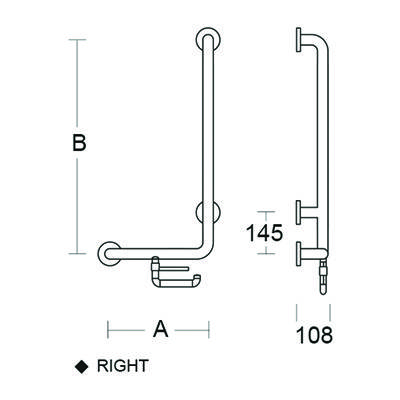 pba 01 Haltegriff AP rechts, 220X520, Adipose, mit PRH, aus Nylon
