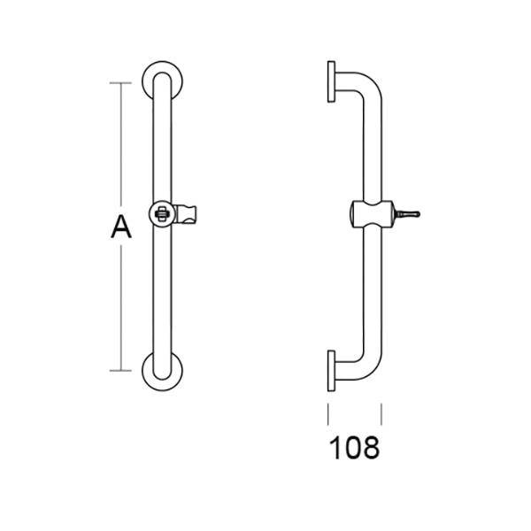 pba 01 Brausehalterstange AP 970mm, aus Nylon, mit Brausehalter