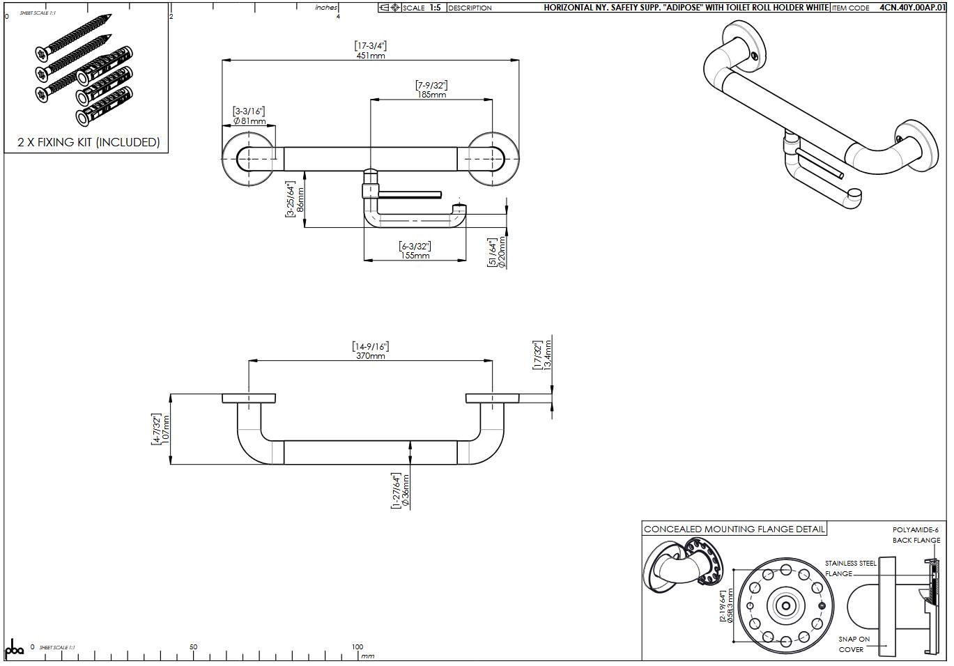 pba 01 Haltergriff AP mit PRH 370mm, aus Nylon