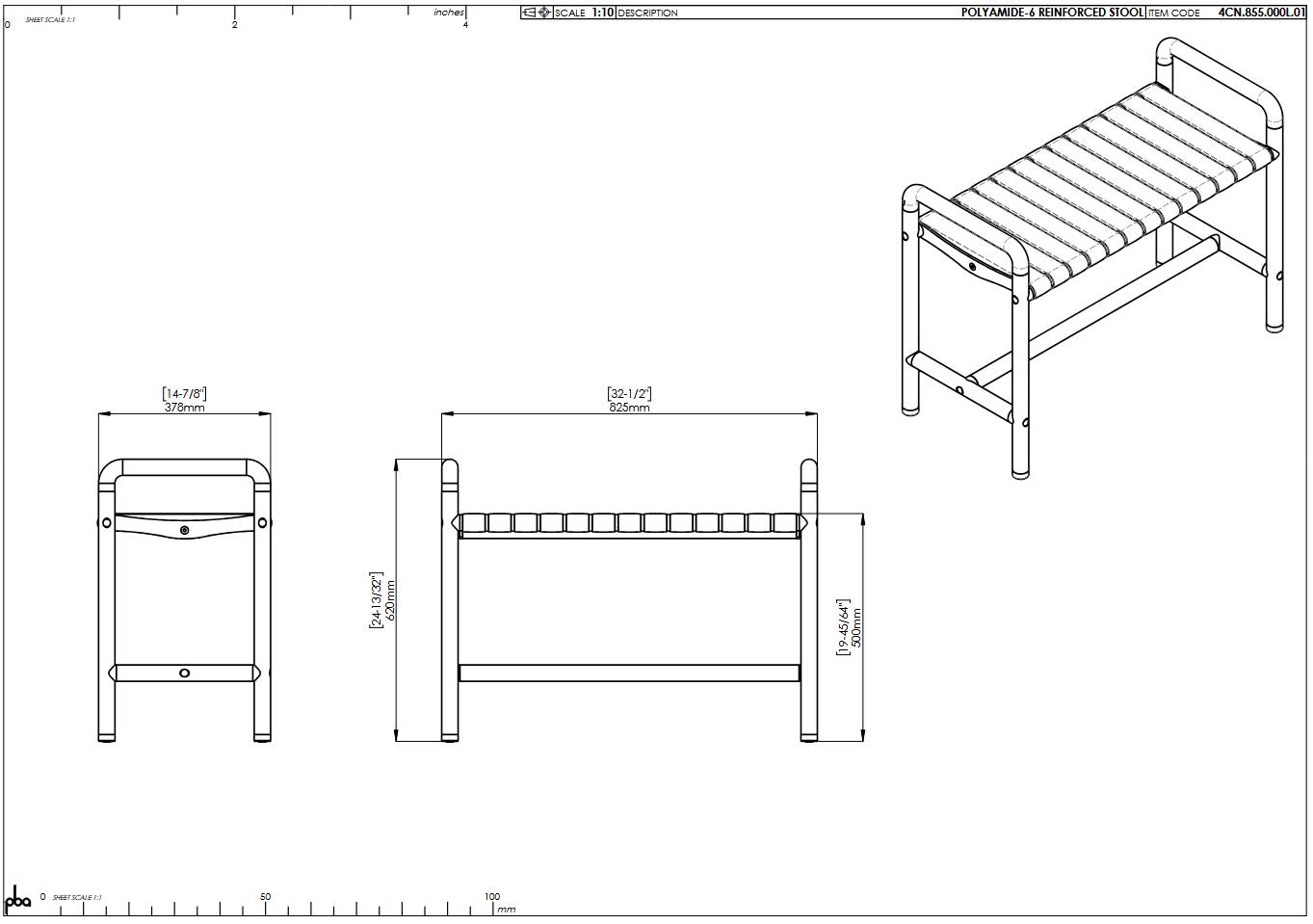 pba 01 Bank 825x383x620mm, aus Nylon