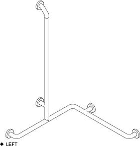 pba 01 Handlauf AS 760x760x1160mm, links, aus Nylon, mit Brausehalter