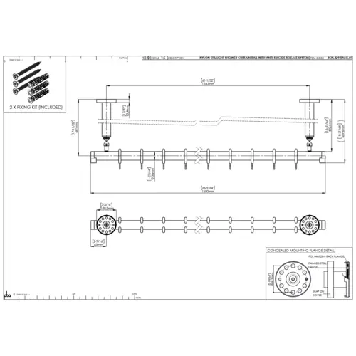 pba 01 Duschvorhangstange AS 1700mm aus Nylon pba 01 Duschvorhangstange AS 1700mm aus Nylon