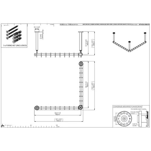 pba 01 Duschvorhangstange AS 900X900X440 aus Nylon pba 01 Duschvorhangstange AS 900X900X440 aus Nylon