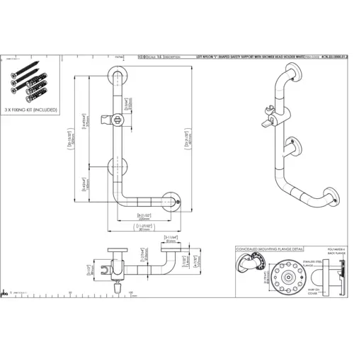 pba A1 Haltegriff mit BH L 220x520mm, L-Form, aus Nylon pba A1 Haltegriff mit BH L 220x520mm, L-Form, aus Nylon