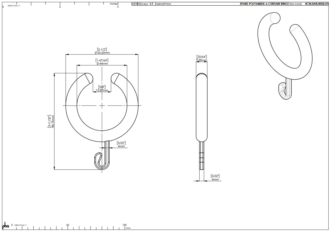 pba A1 Duschvorhangring aus Nylon
