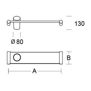 pba 01 Alu-Ablage 140x600(635)mm mit Becher aus Nylon