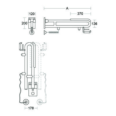pba 01 Klappgriff dreh,polster,PRH 850 mit E- taster aus Nylon