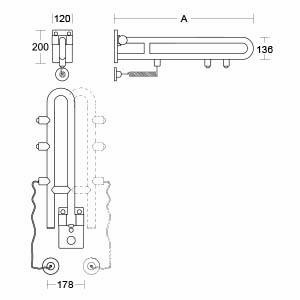pba 01 Klappgriff drehbar,E-Taster 850mm aus Nylon