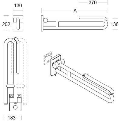 pba 01 Klappgriff ab-drehbar,Polster 605 aus Nylon