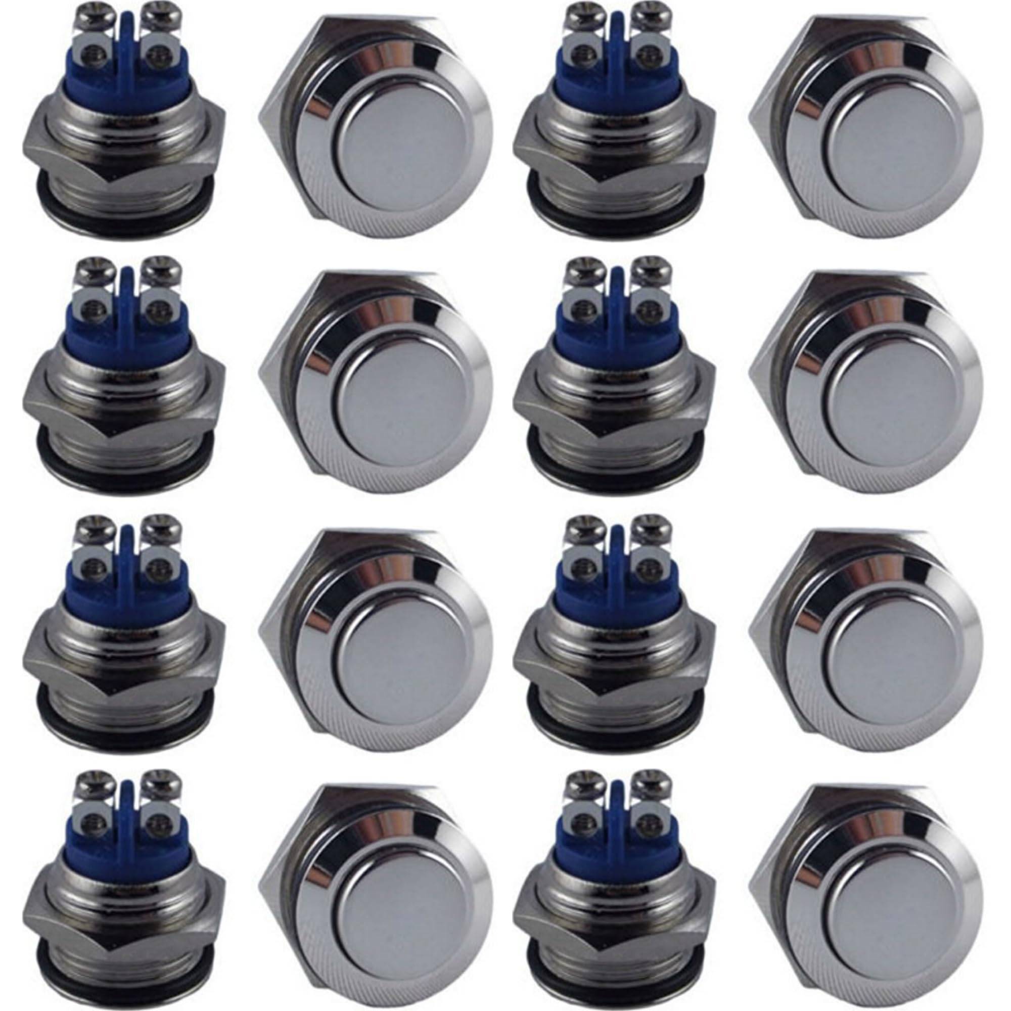 50 Stück 16mm IP65 Klingel Taster Taste Drücker F Drucktaster Knopf KFZ Klingelknopf Hupe Hupenknopf 12V 24V 48V 2A Türklingel Klingelknopf Klingel