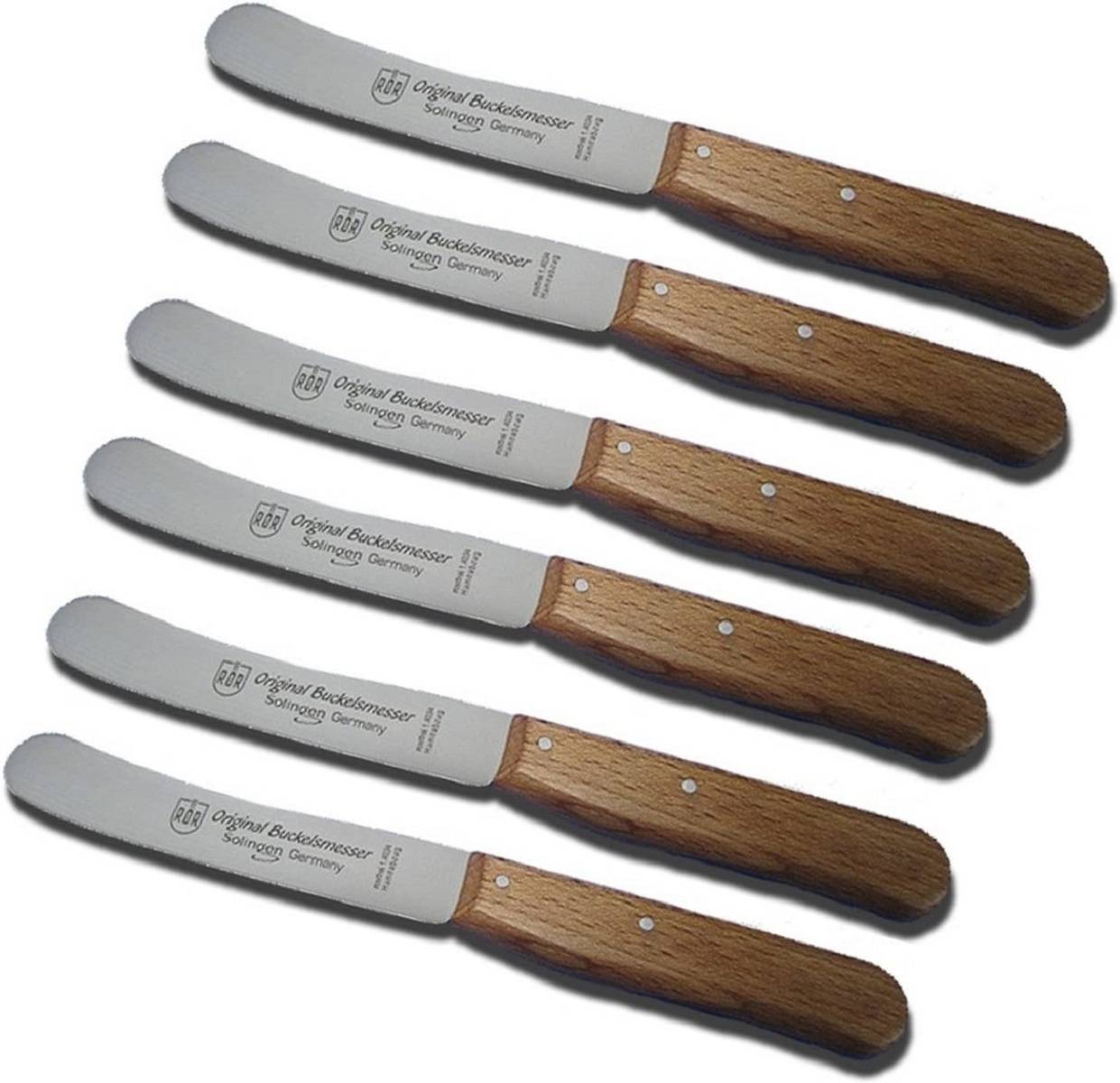 Neustanlo | Buckels Messer Buche 6 x Frühstücksmesser / Griffe Buchenholz