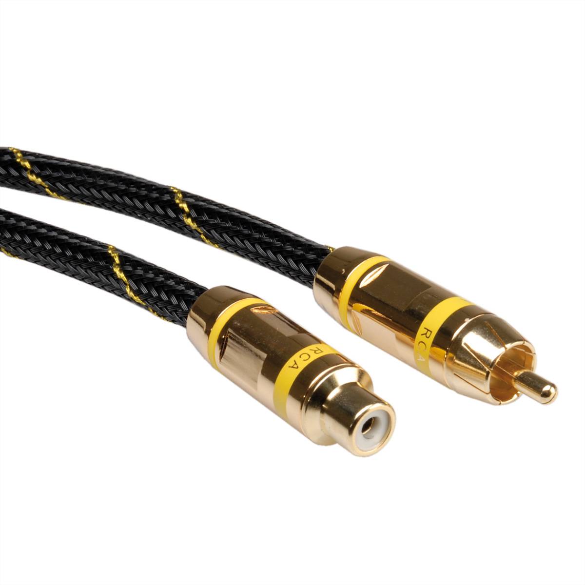 ROLINE GOLD Cinch-Verlängerungskabel simplex ST/BU, gelb, 2,5 m Kabel Audio- / Videokabel diverse