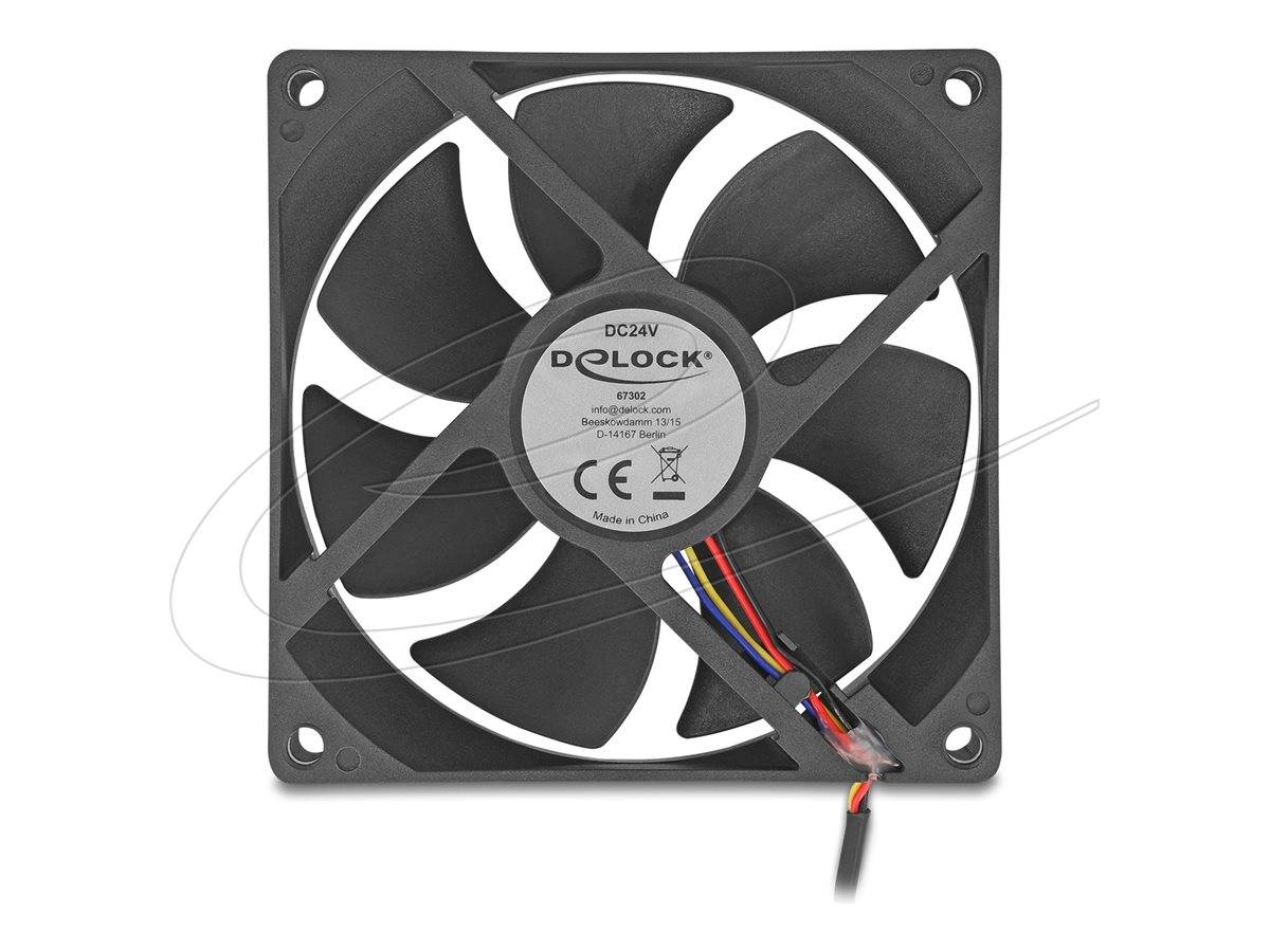 DELOCK AxiallÃ¼fter 24 V DC, 92 x 92 x 25 mm schwarz