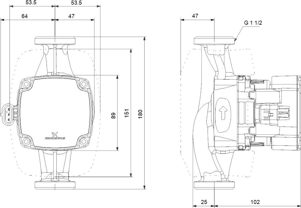 GRUNDFOS Hocheffizienz Umwälzpumpe ALPHA1 GO 25-60 180 220-240V 9H DC0