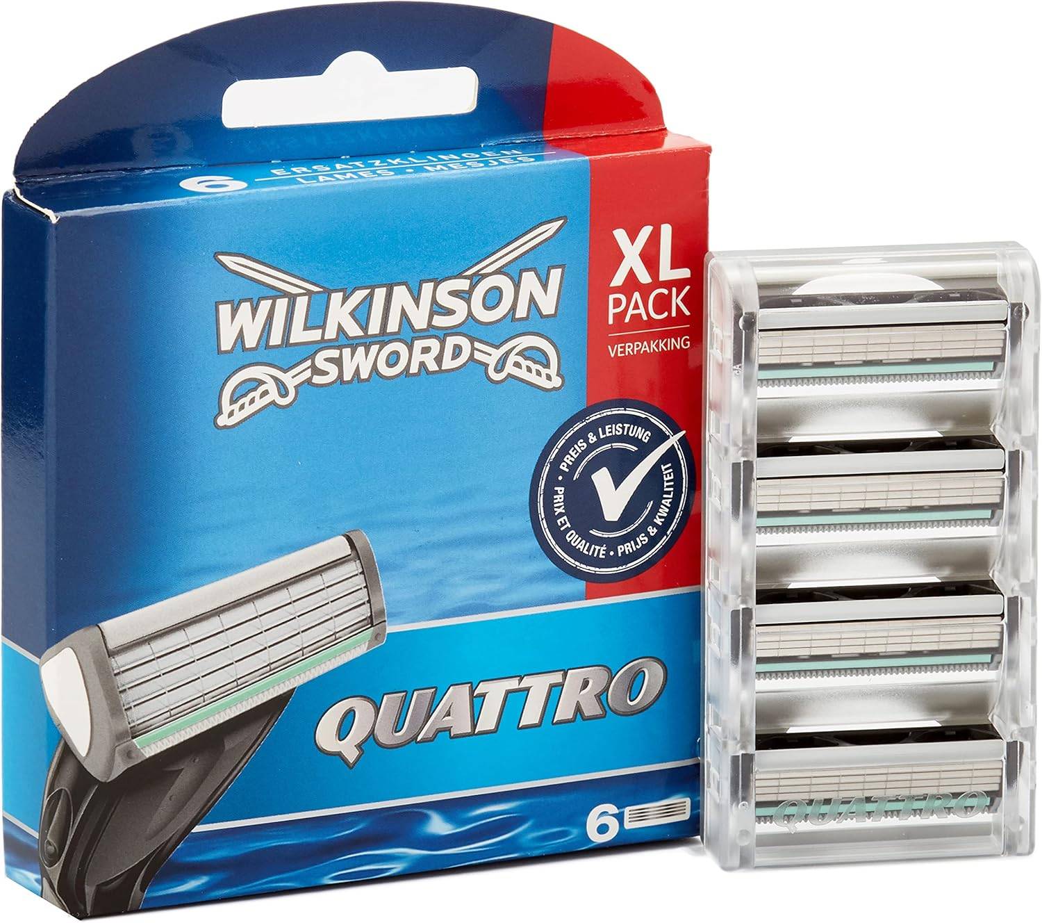Wilkinson Sword Quattro Rasierklingen für Herren Rasierer Pg.= 3x6 Stück