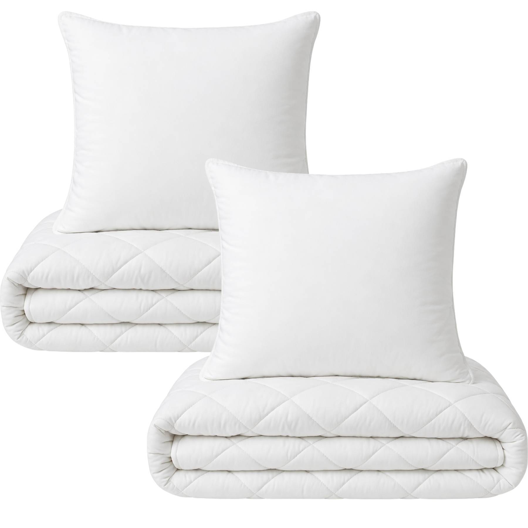 Microfaser Bettenset Decke 135x200cm + 80x80cm Kissen 1000g & 800g Waschbar mit Rhombussteppung Ganzjahresdecke