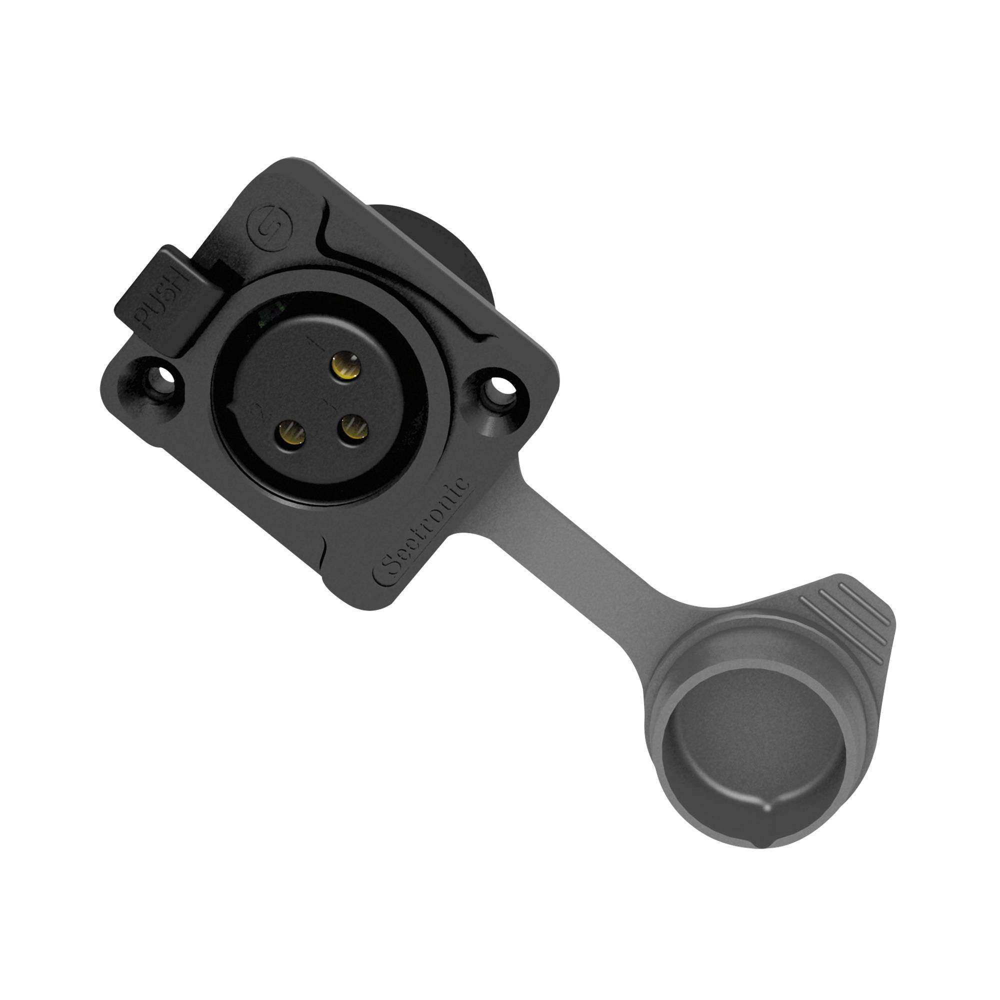 Seetronic XLR 3P Chassis - female - IP65 Goldkontakte - schwarzes Gehäuse