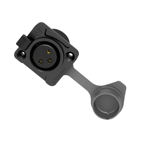 Seetronic XLR 3P Chassis - female - IP65 Goldkontakte - schwarzes Gehäuse Seetronic XLR 3P Chassis - female - IP65 Goldkontakte - schwarzes Gehäuse