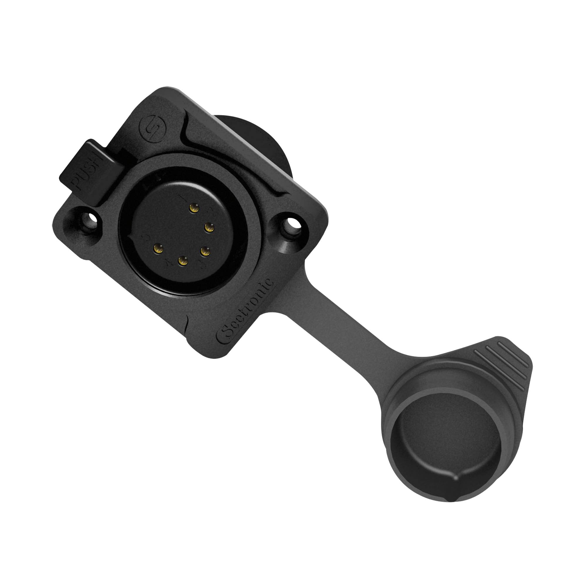Seetronic XLR 5P Chassis - female - IP65 Goldkontakte - schwarzes Gehäuse