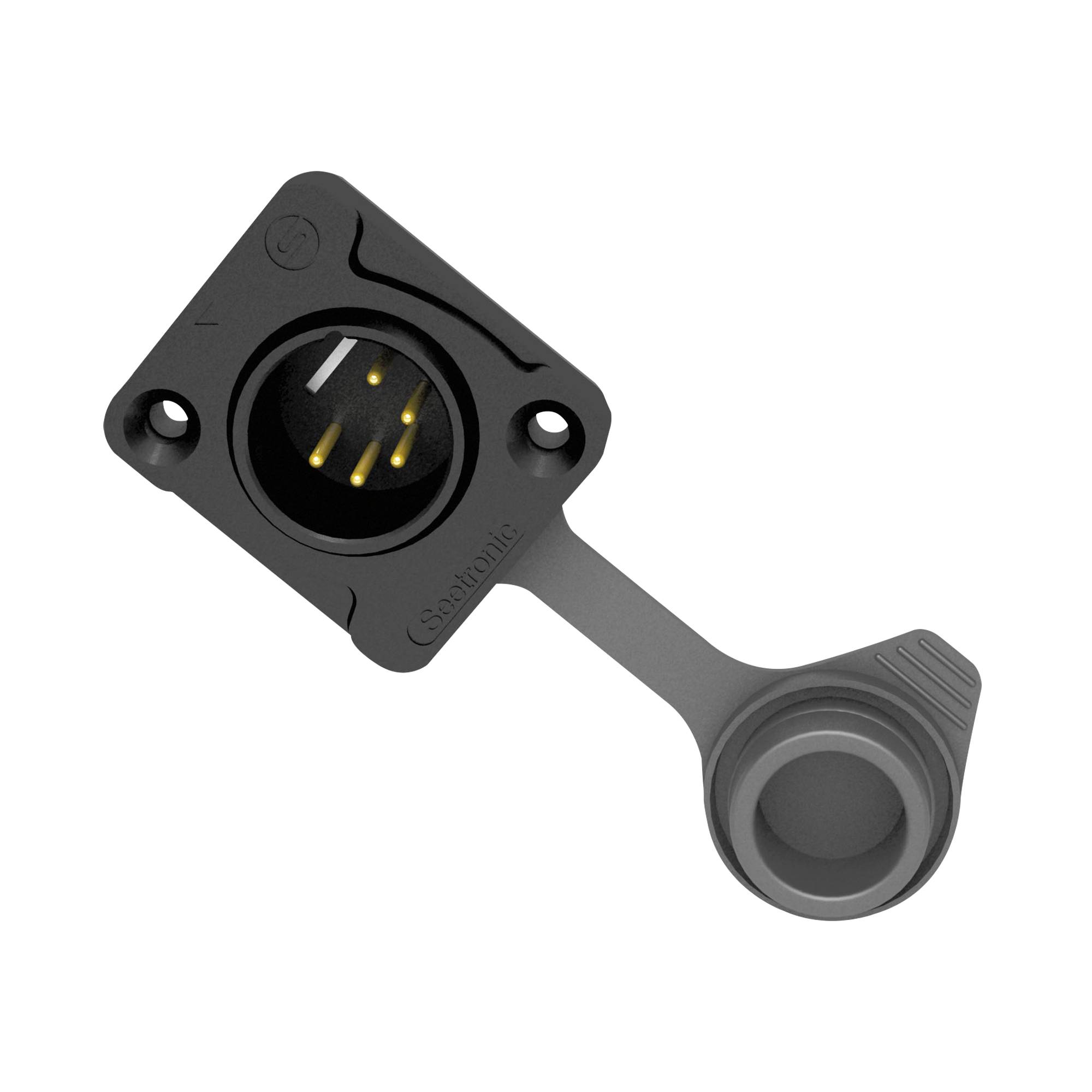 Seetronic XLR 5P Chassis - male - IP65 Goldkontakte - schwarzes Gehäuse