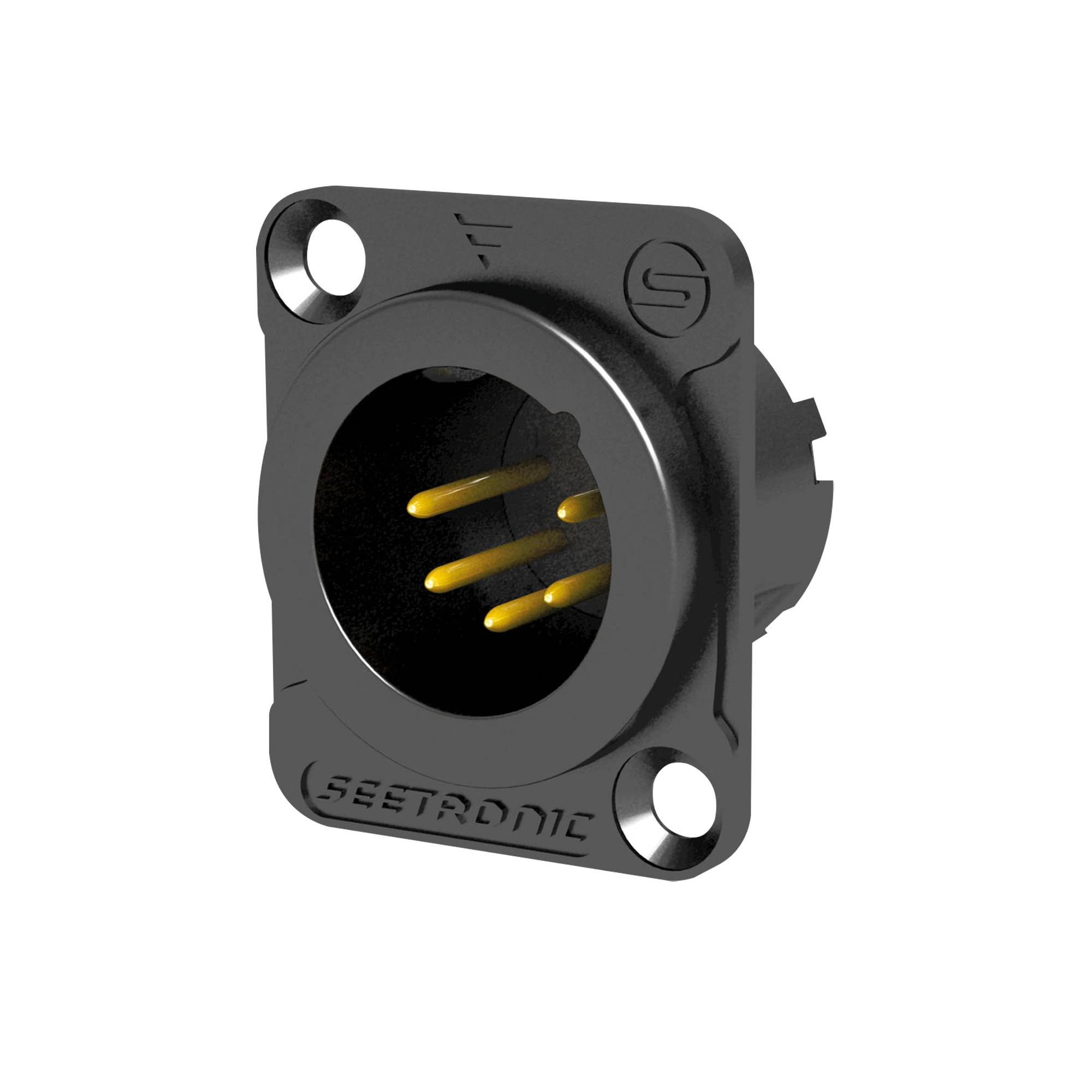 Seetronic XLR 5P Chassis - male Goldkontakte - schwarzes Gehäuse