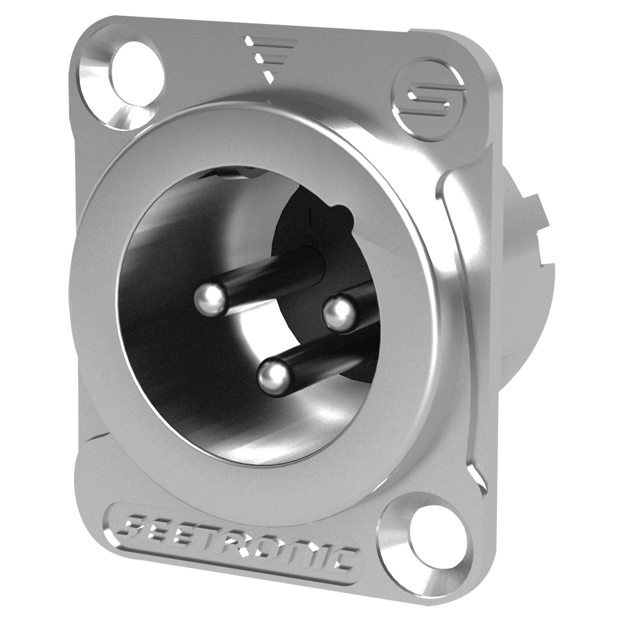 SEETRONIC XLR 3P Chassis - male Silberkontakte - nickelfarbenes Gehäuse