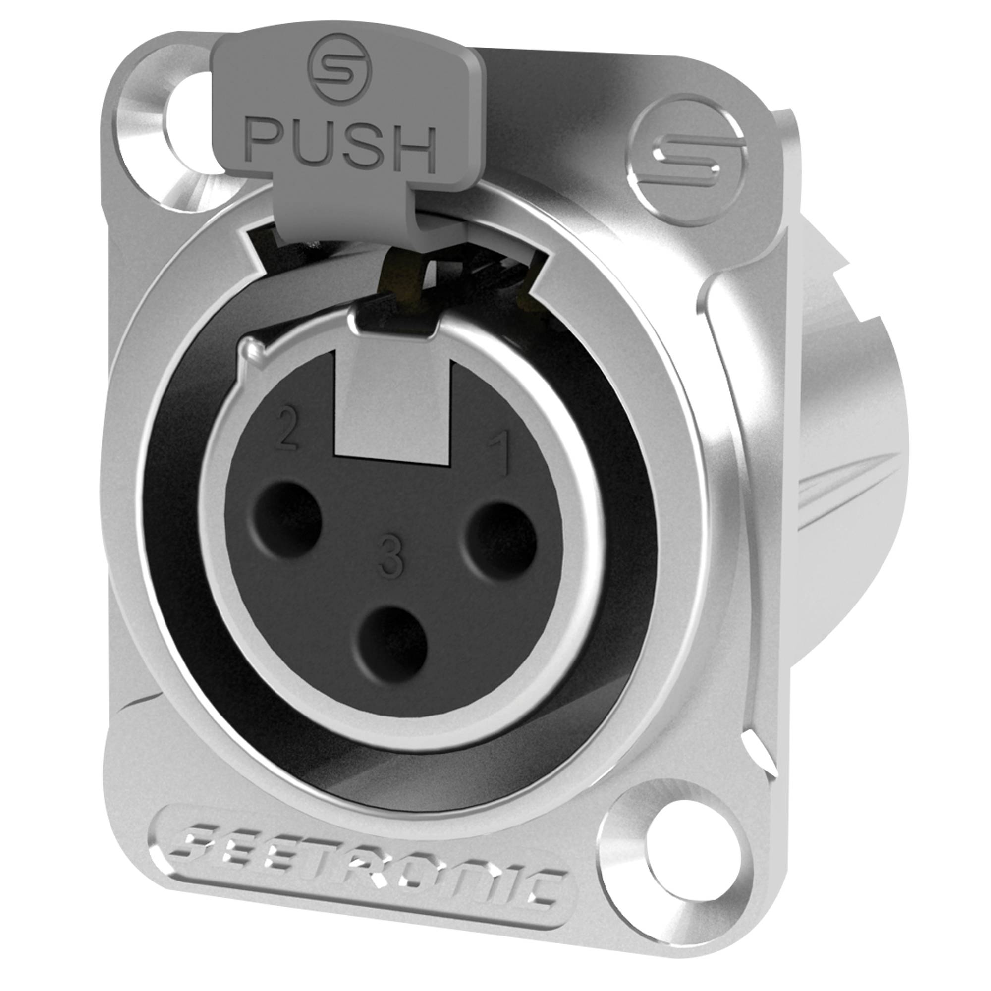 SEETRONIC XLR 3P Chassis - female Silberkontakte - nickelfarbenes Gehäuse