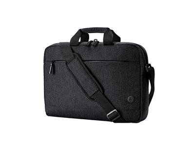 Eine schwarze Laptoptasche mit Vordertasche und verstellbarem Schultergurt, geeignet zum Transport von Notebooks und Zubehör.