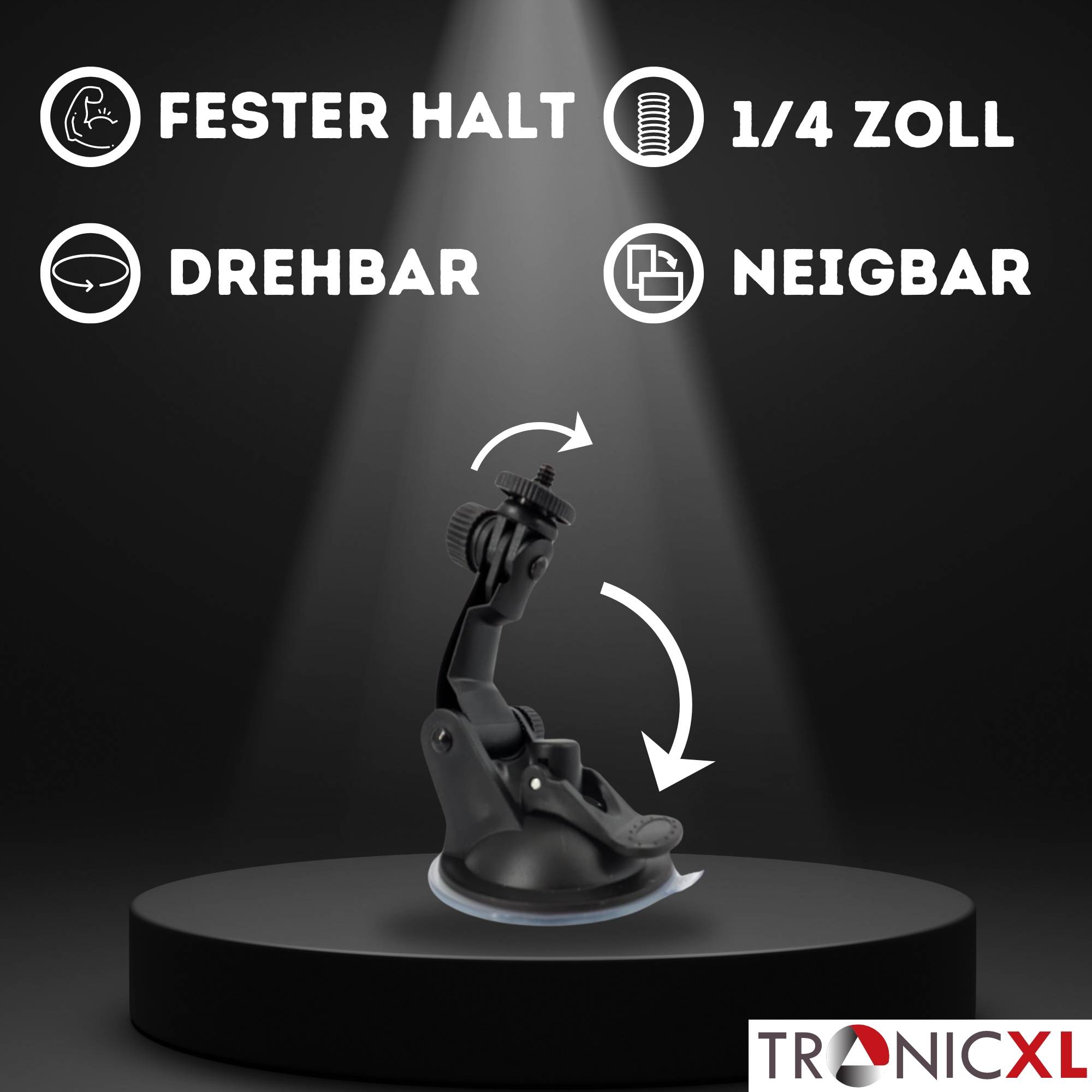 Saugnapf Halterung 1/4" für Kamera Actioncam Dashcam IP Halter KFZ Auto Windschutzscheibe