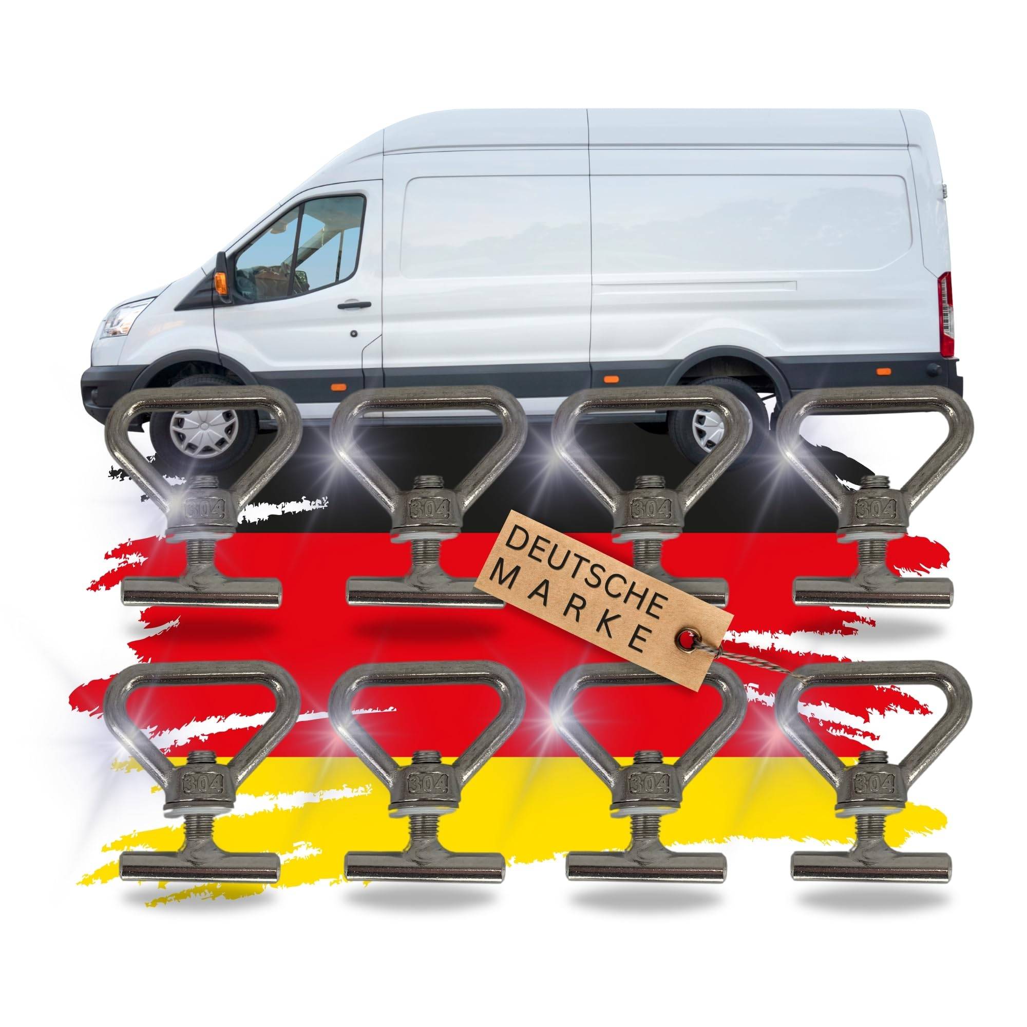 8 Zurrösen Ladungssicherung Ösen kompatibel mit Mercedes Benz Vito V-Klasse W447 Viano W639 Schrauben Führungsschiene Schienenlast Sicherungsschrau