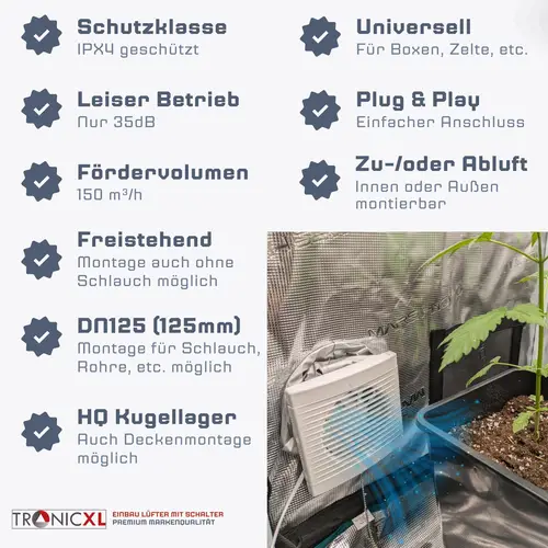 125mm Abluft Zuluft Grow Lüfter Ventilator Für Grow Box Zelt Schrank 125mm Abluft Zuluft Grow Lüfter Ventilator Für Grow Box Zelt Schrank