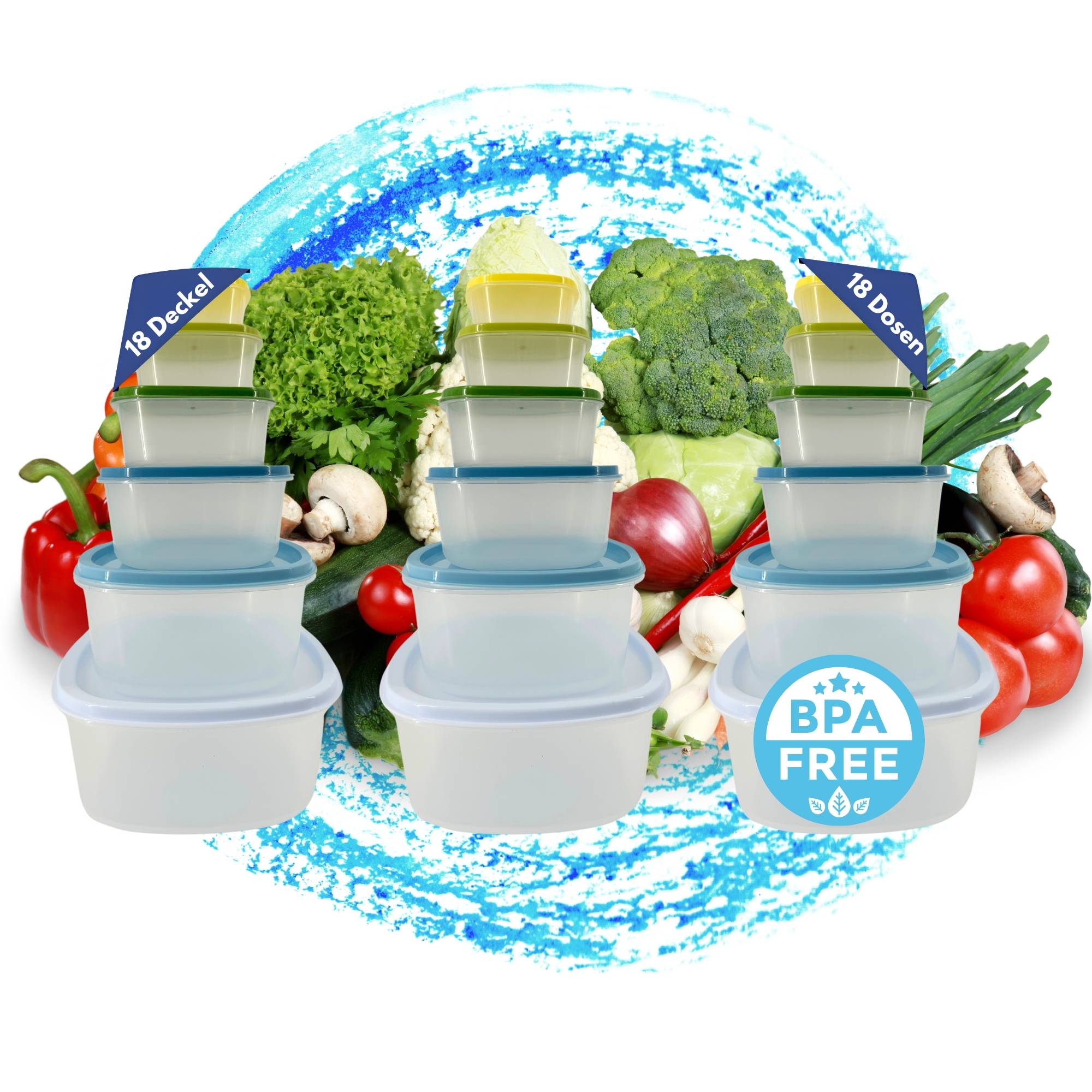 18 Dosen mit Deckel Frischhaltedosen Set luftdicht Frischhaltedose Kunststoff Vorratsdosen spülmaschinenfest Gefrierdosen