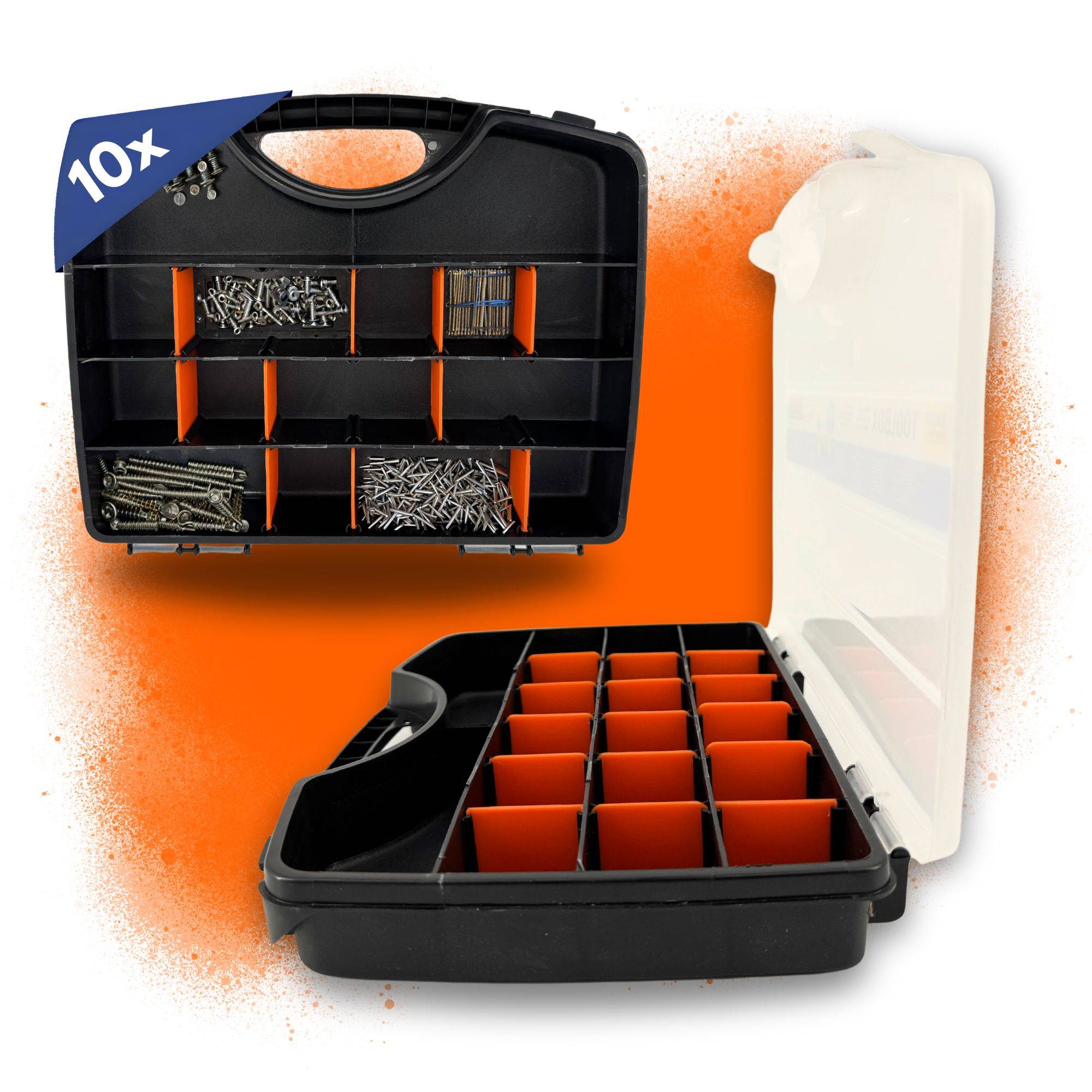 10 Stück Sortimentskasten Sortimentsboxen Sortierbox für Kleinteile Werkstatt stapelbar Kleinteilemagazin