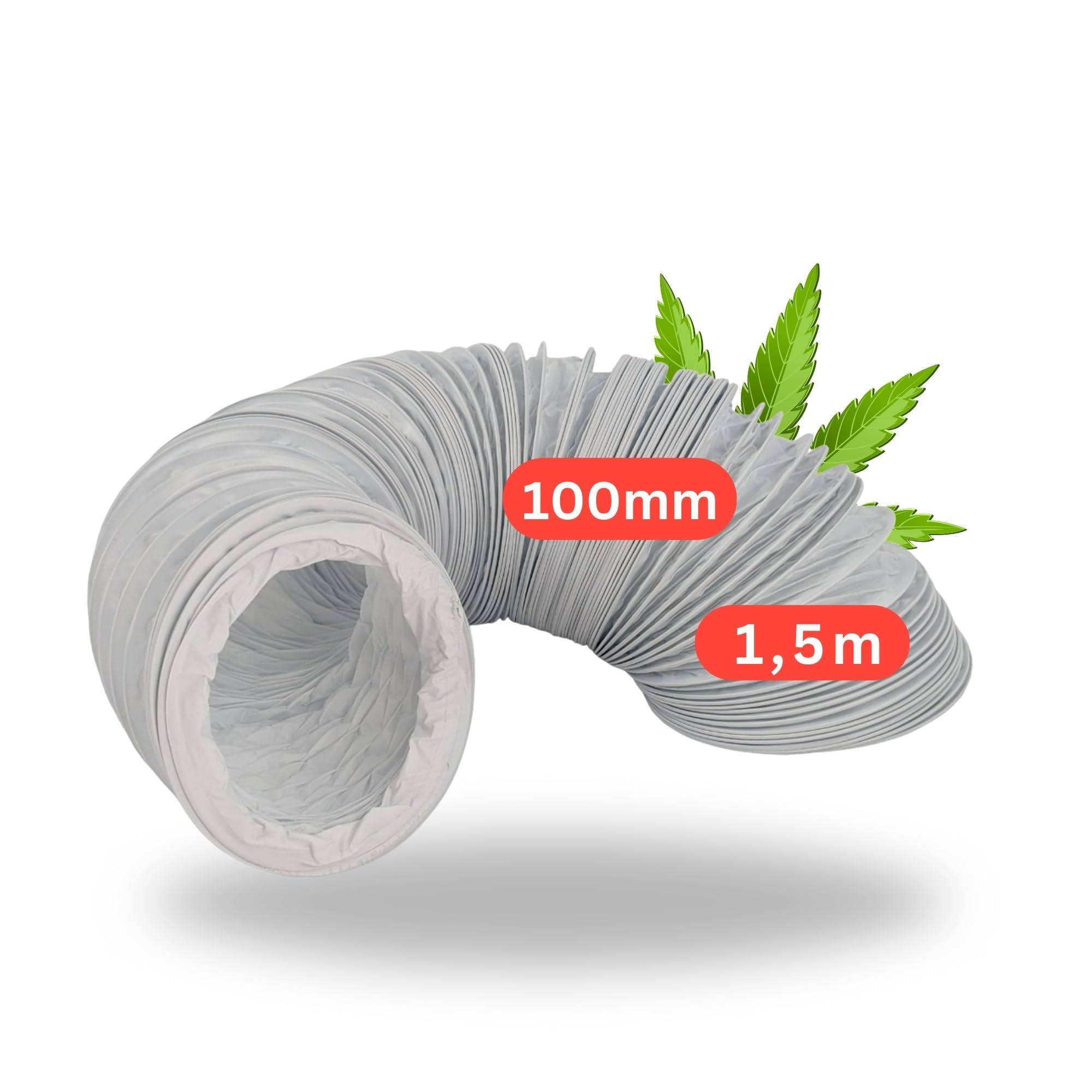 Grow Abluft Schlauch 100mm 1,5m für Grower Growbox Growzelt Box Schrank Zelt Grower Zubehör für Zelsius Homepro Mars Hydro King High Luftschlauch