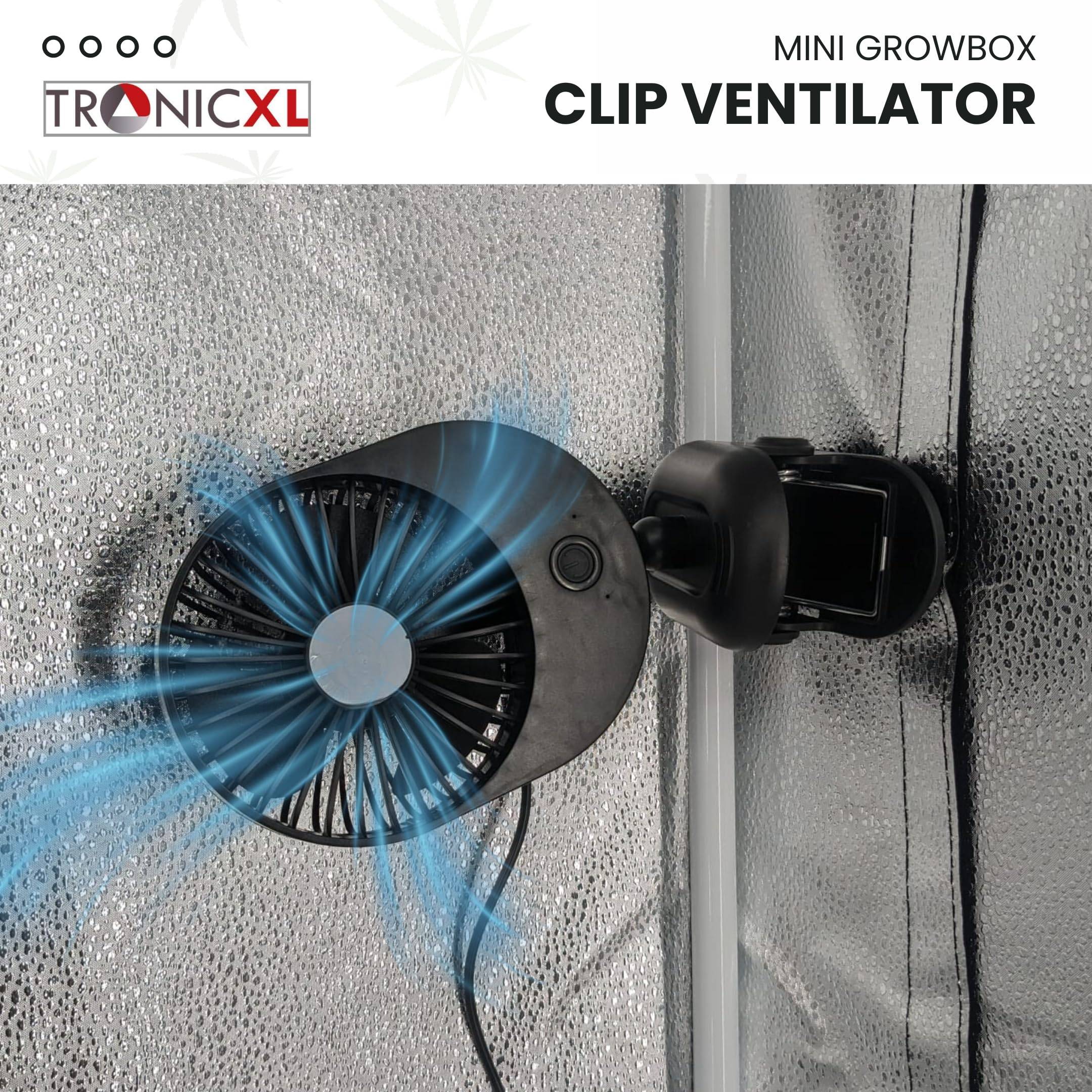 Ventilator Grow mit Clip Kabel 230V Netzkabel Steckdose für Growbox Zubehör