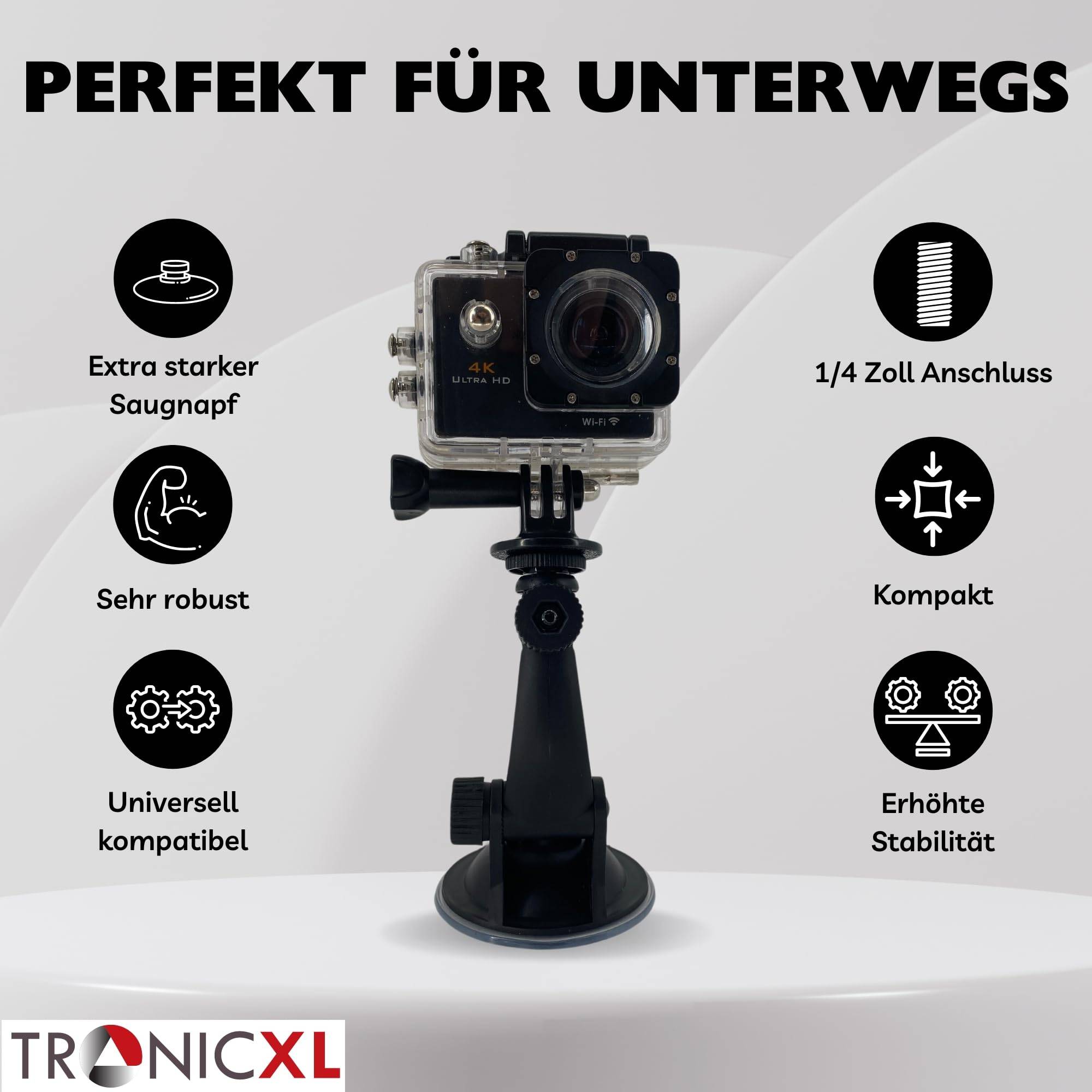 Actioncam Saugnapf Halter Saugnapfhalter Halterung für DJI Osmo GoPro Hero Hero+ Adapter Session Action Cam Kamera