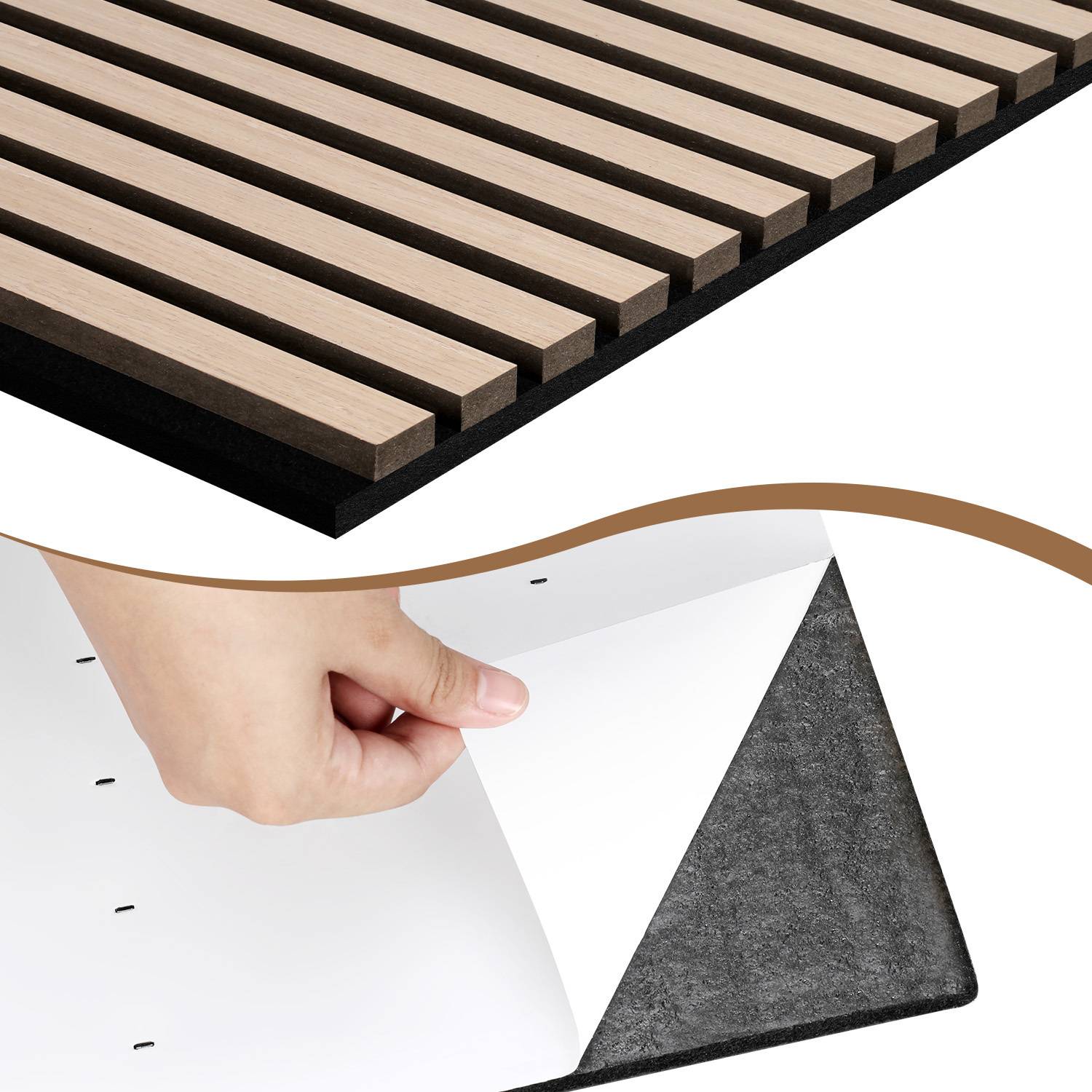 2 Stück Selbstklebend Akustikpaneel Wandpaneel Moderne Wandpaneele Akustik HolzwandHolz MDF Wandpaneele 120x60x2.1cm Eichenholzfarbe