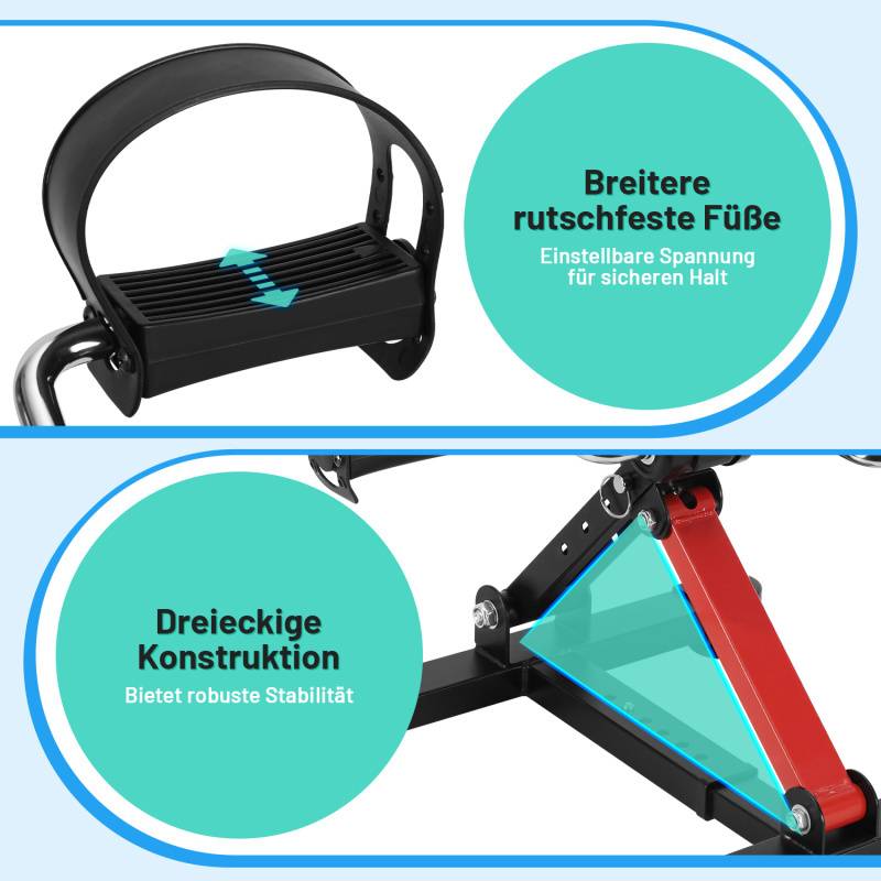 Mini Bike Heimtrainer, Fahrrad Beintrainer mit LCD-Display, Pedaltrainer Faltbares, Fahrradtrainer Einfach zu Bedienen, Schwarzrot