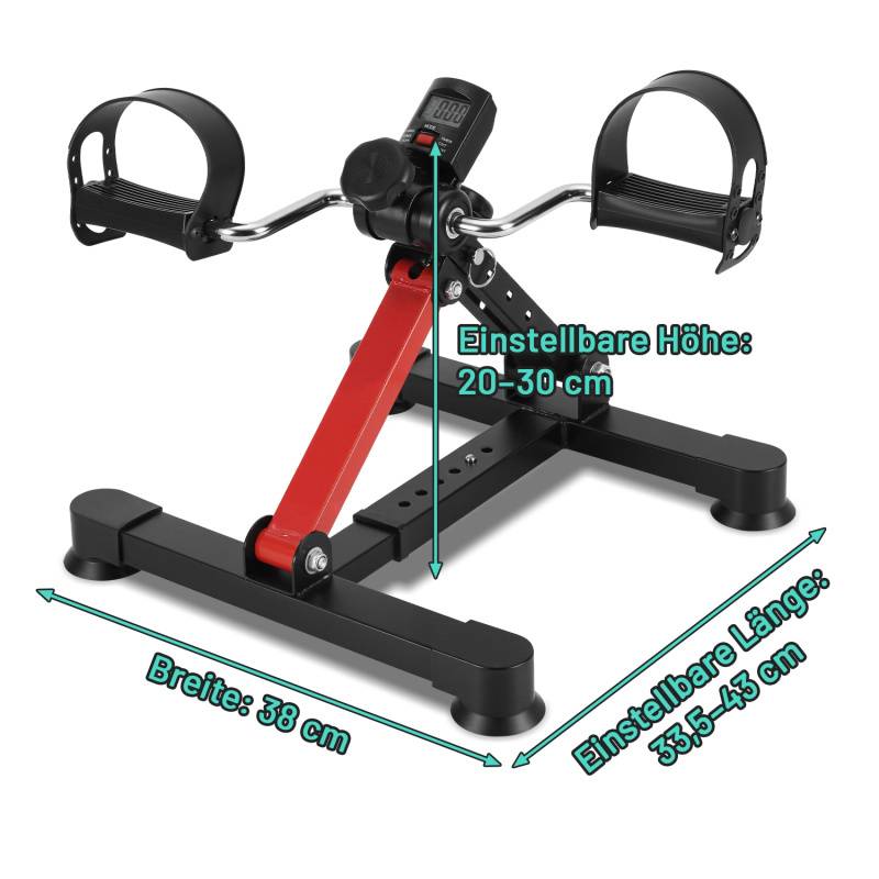 Mini Bike Heimtrainer, Fahrrad Beintrainer mit LCD-Display, Pedaltrainer Faltbares, Fahrradtrainer Einfach zu Bedienen, Schwarzrot