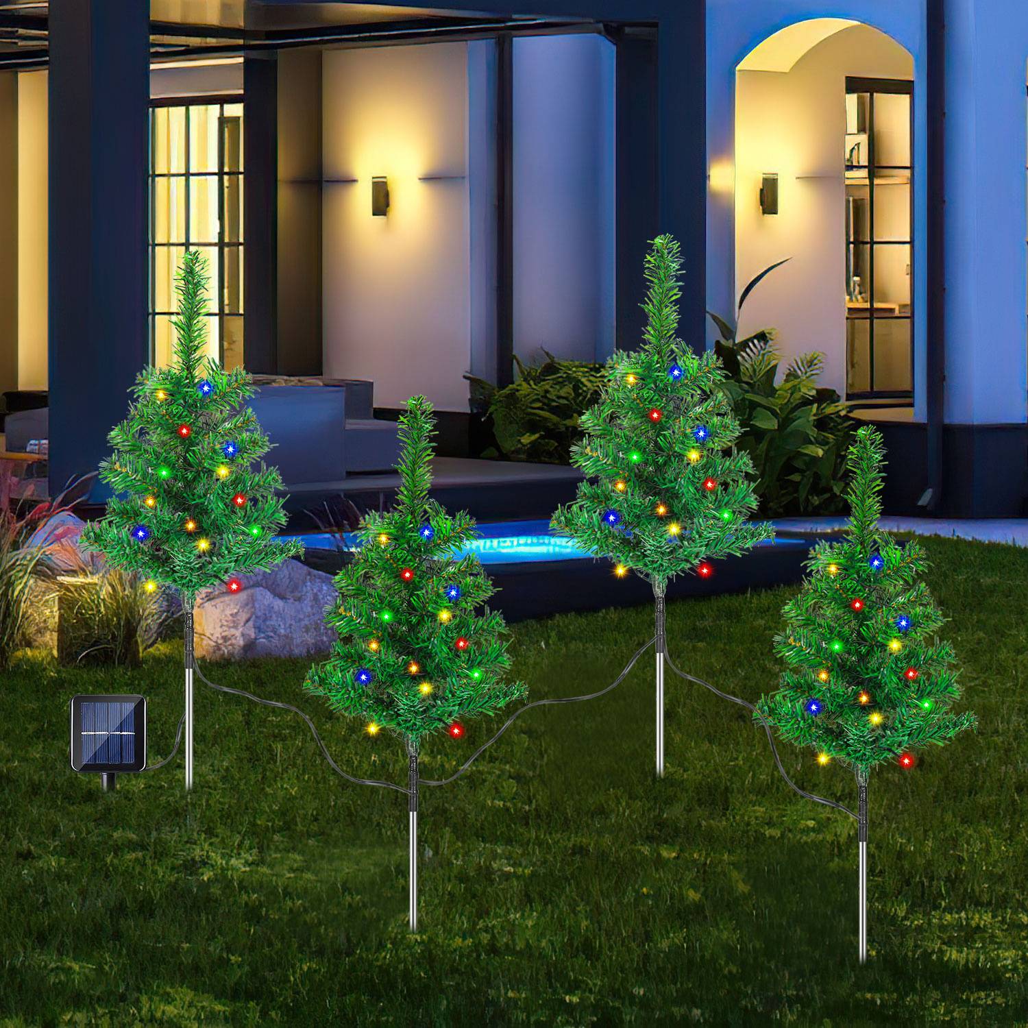 Solar Weihnachtsbeleuchtung Weihnachtstag Solaire Extérieur mit 8 Leuchtmodi 4W Garten Party Nachbildung