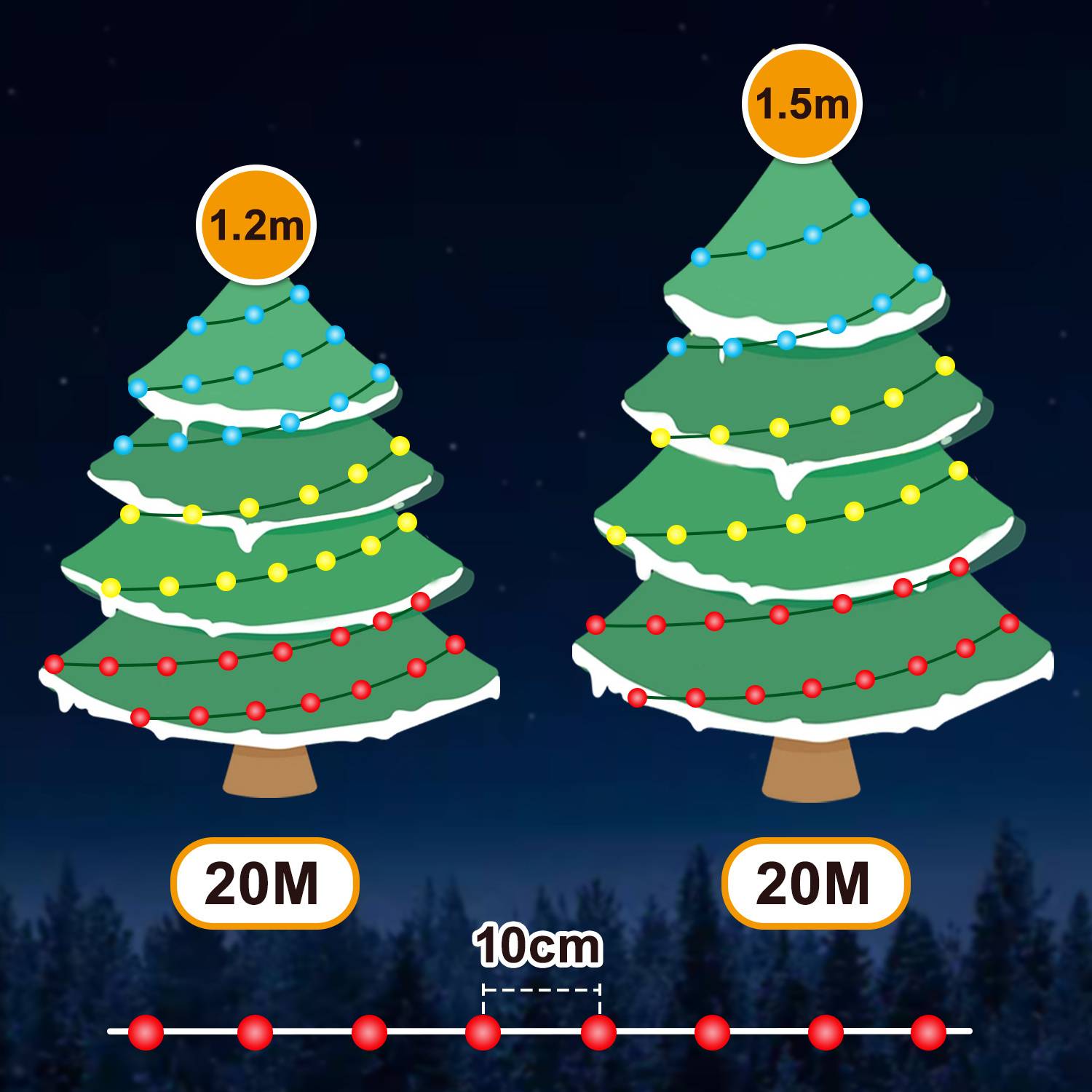 20M 200 LED Lichterkette Warmweiß 10 Lichtmodi Lichterketten Party Garten Deko Weihnachtsbeleuchtung Grünes Kabel