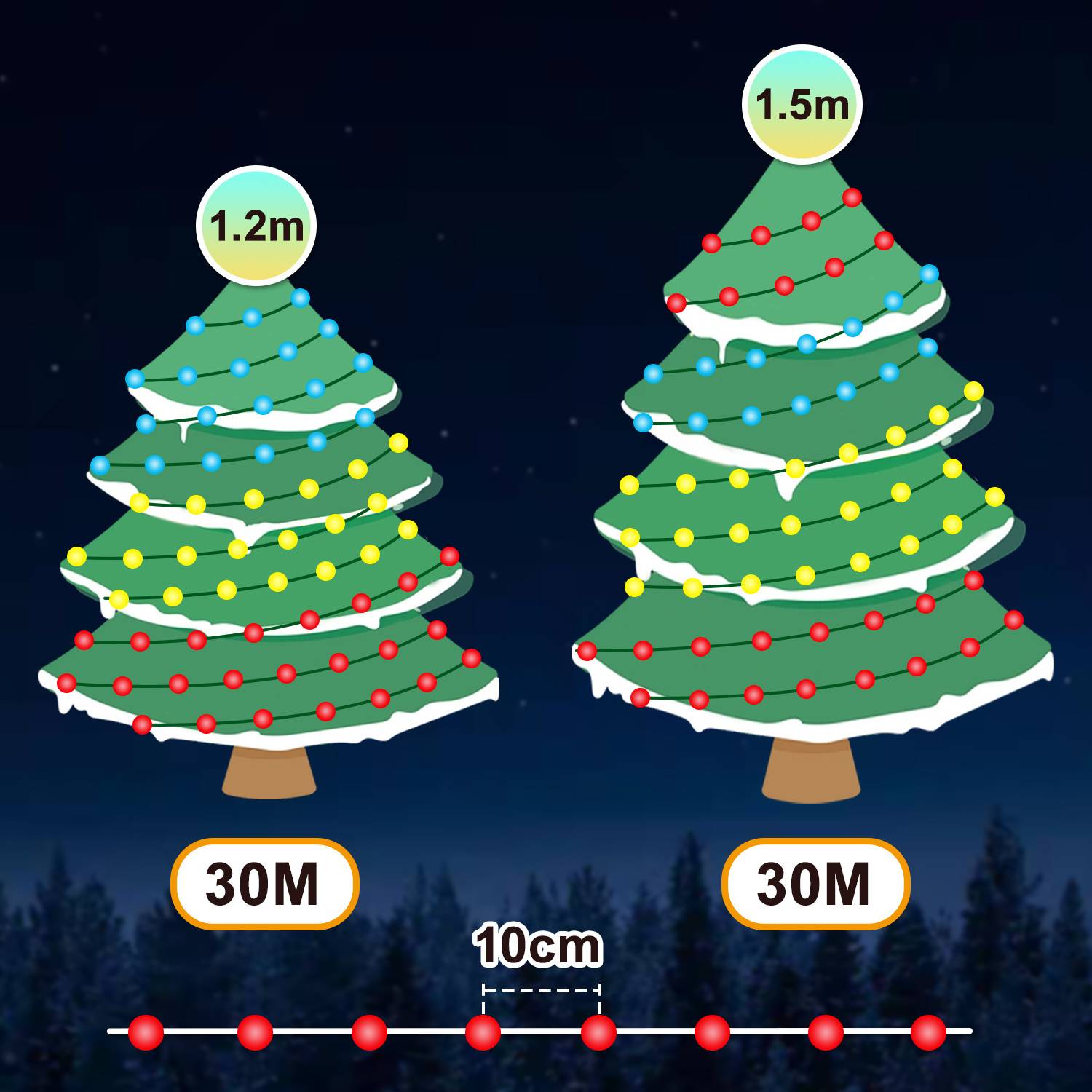 30M 300 LED Lichterkette Kaltweiß 10 Lichtmodi Lichterketten Party Garten Deko Weihnachtsbeleuchtung Grünes Kabel