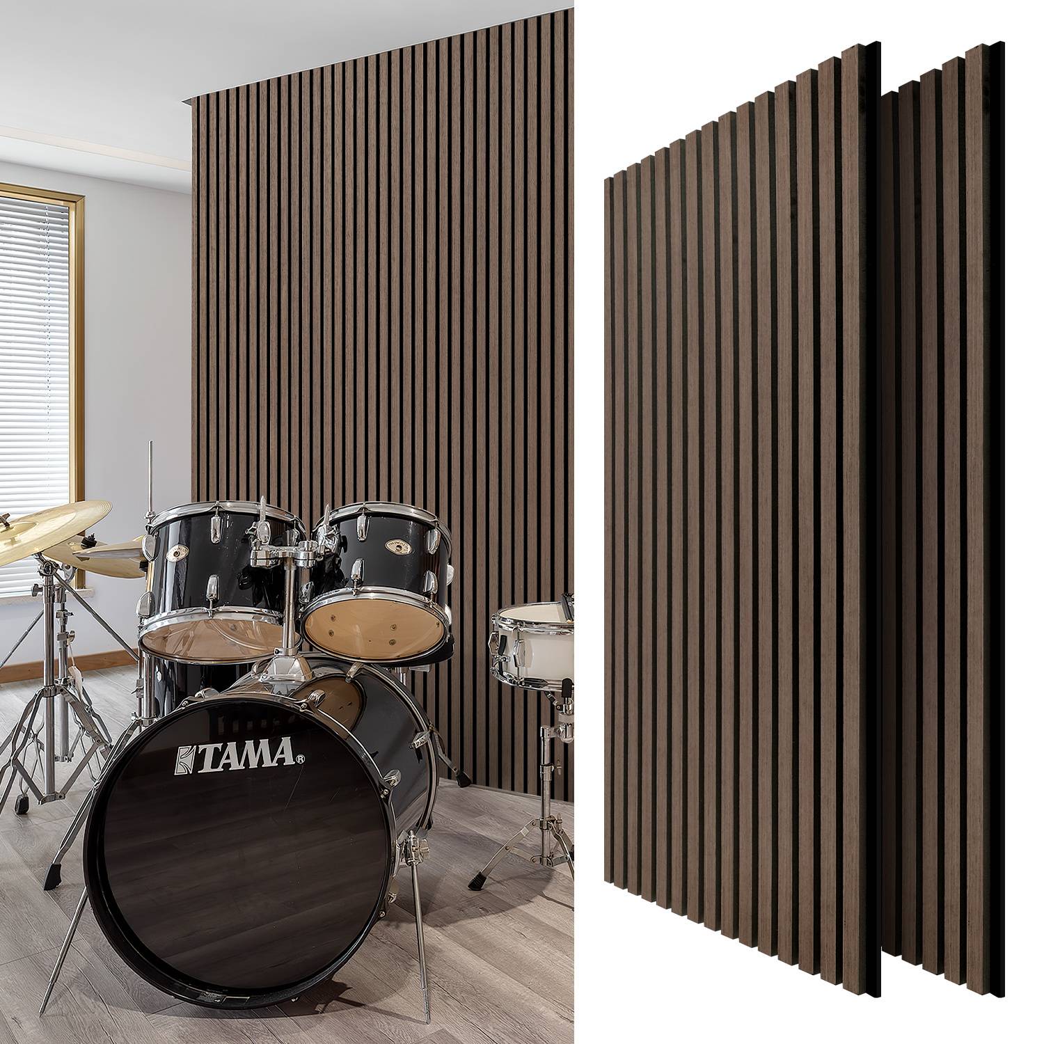 2 Stück Selbstklebend Akustikpaneel Wandpaneel Moderne Wandpaneele Akustik HolzwandHolz MDF Wandpaneele 120x60x2.1cm Walnuss