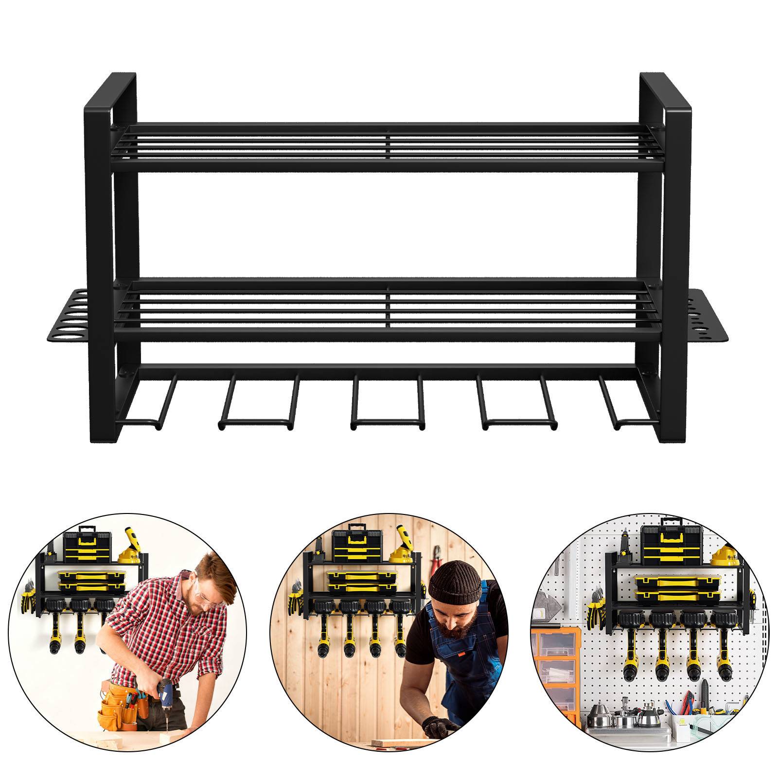 Werkzeugwand Wandmontiertes Werkzeugregal Elektrowerkzeug-Organizer für Garagen,Werkbänke 40x24x20cm