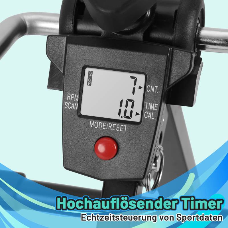 Mini Bike Heimtrainer, Fahrrad Beintrainer mit LCD-Display, Pedaltrainer Faltbares, Fahrradtrainer Einfach zu Bedienen, Schwarz